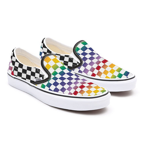 Rainbow+Checkerboard+Slip-On+personalizadas