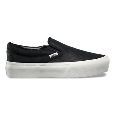 Embossed Slip-On Platform Shoes | Black | Vans