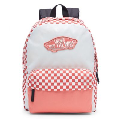 pink checkered backpack vans