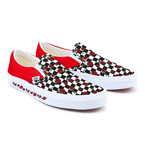 Roses+Checkerboard+Slip-On+Personnalis%C3%A9es