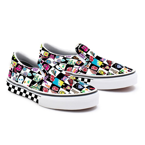 Kinder+Personalisierbare+Doodle+Check+Slip-On+Schuhe+%284-8+Jahre%29