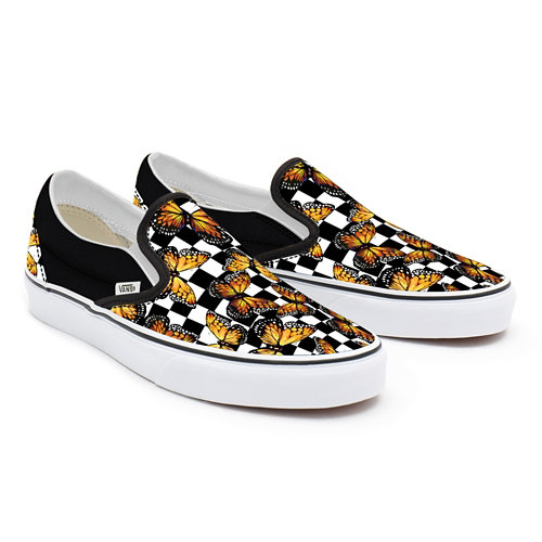 Butterfly+Checkerboard+Slip-On+Personnalis%C3%A9es