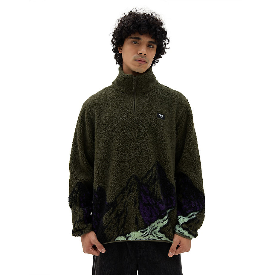 Vans Mt Q Zip Sherpa Sweatshirt (grape Leaf) Men Green