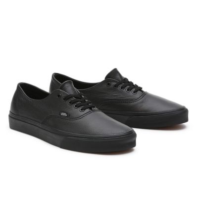 Vans Authentic Italian Leather Black Black School Shoes | twbaijia.com