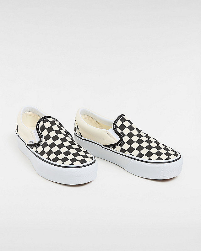 Checkerboard Classic Slip-On Platform Shoes | Black, White | Vans