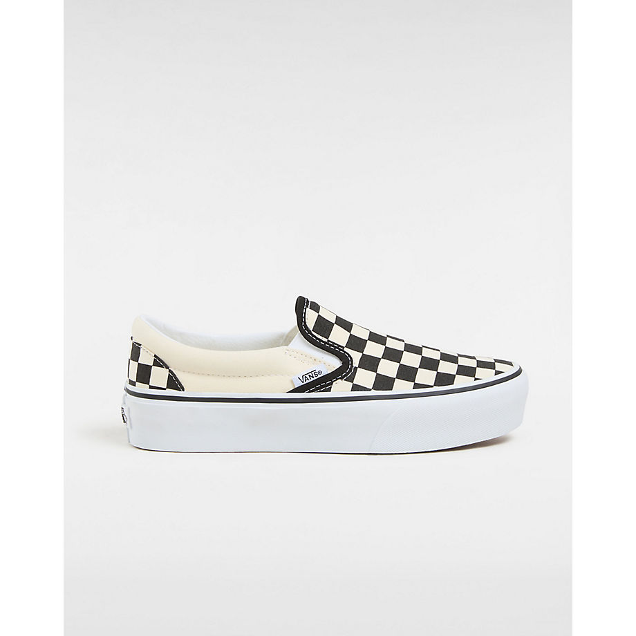 Vans Checkerboard Classic Slip-on Platform Shoes (blk&whtchckerboard/wht) Women White