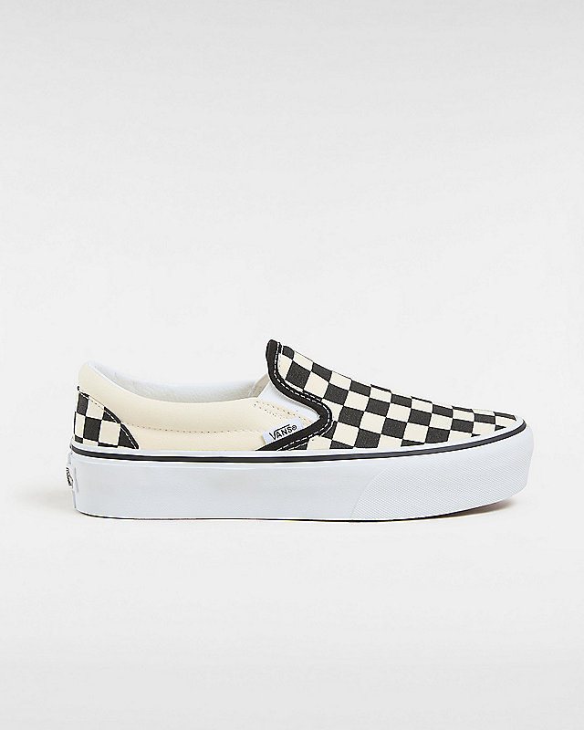 Checkerboard Classic Slip-On Platform Shoes | Black, White | Vans