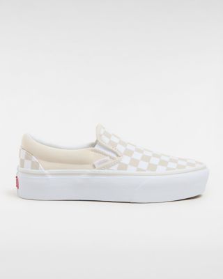 Vans Checkerboard Classic Slip-on Platform Shoes (checkerboard Rainy Day) Unisex Grey