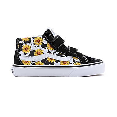 Kids Cow Floral Sk8-Mid Reissue Hook And Loop Shoes (4-8 Years)