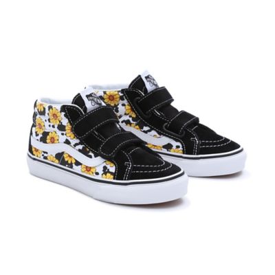 Kids Cow Floral Sk8-Mid Reissue Hook And Loop Shoes (4-8 Years) | Vans