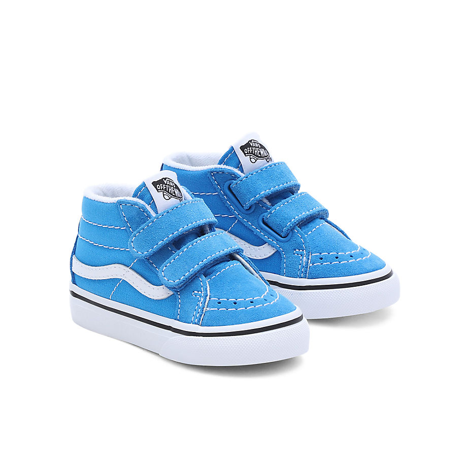 Vans Toddler Color Theory Sk8-mid Reissue Hook And Loop Shoes (1-4 Years) (brilliant Blue) Toddler Blue