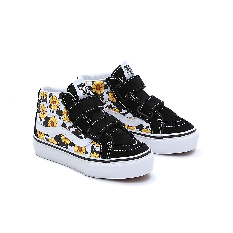 Vans Toddler Cow Floral Sk8-mid Reissue Hook And Loop Shoes (1-4 Years) (multi/true Whit) Toddler Multicolour