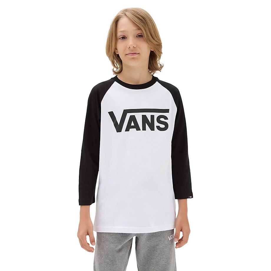 Vans Kids Classic Raglan T-shirt (8-14  Years) (white-black) Boys White