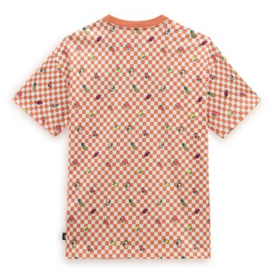 Vans oversized fruit checkerboard t-shirt in orange and white