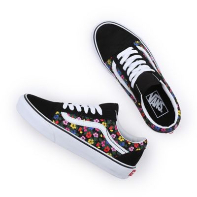 Floral Old Skool Schuhe Schwarz Vans