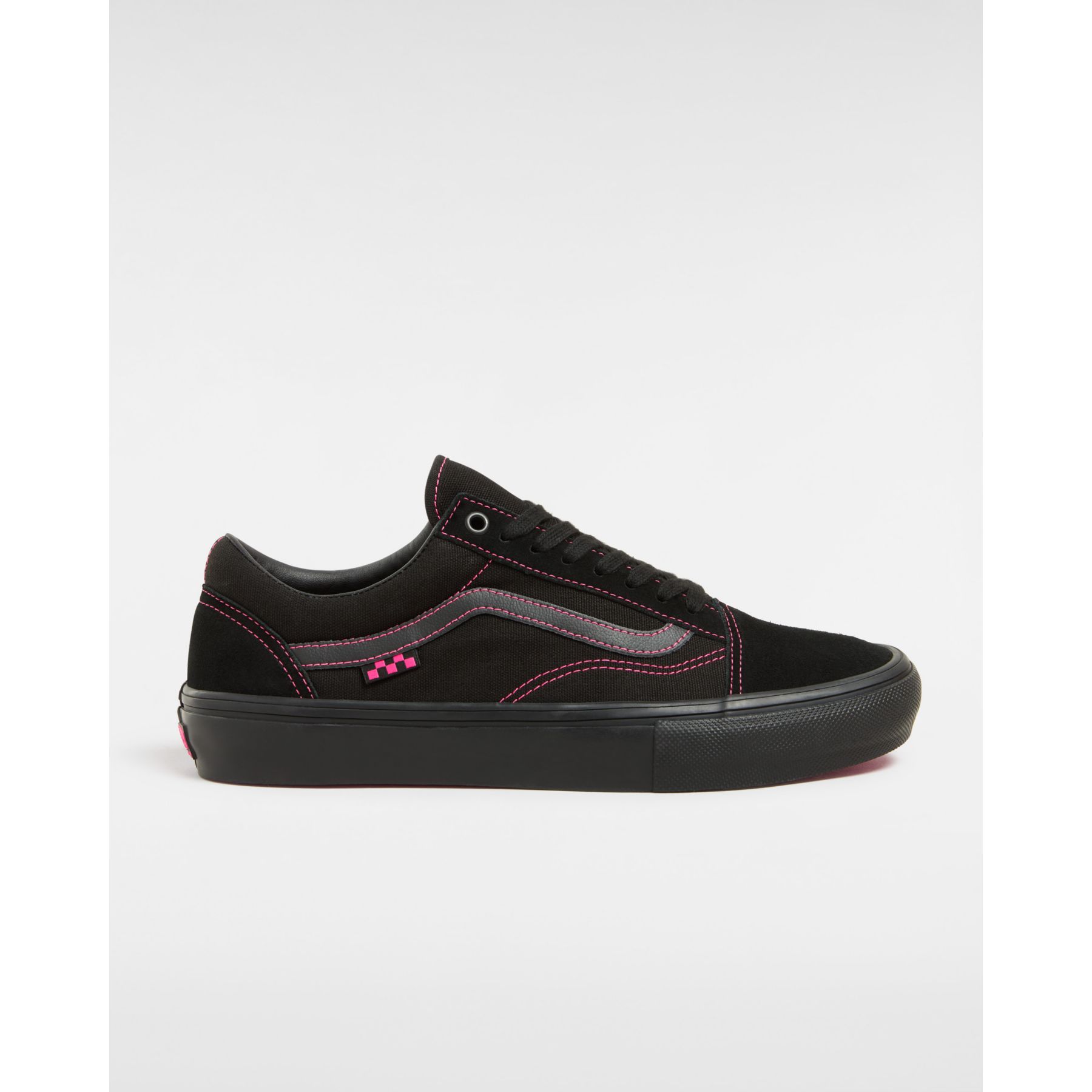 Pink vans clearance with black stripe