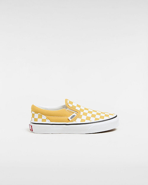 Vans Chaussures Kids Classic Slip-on Checkerboard Enfant (4-8 Ans) (color Theory Checkerboard Golden Glow) Enfant Jaune
