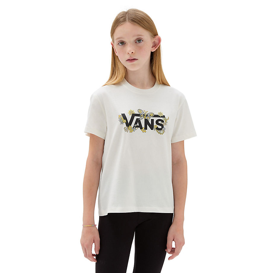 Vans Girls Trippy Floral Crew T-shirt (8-14 Years) (marshmallow) Girls White