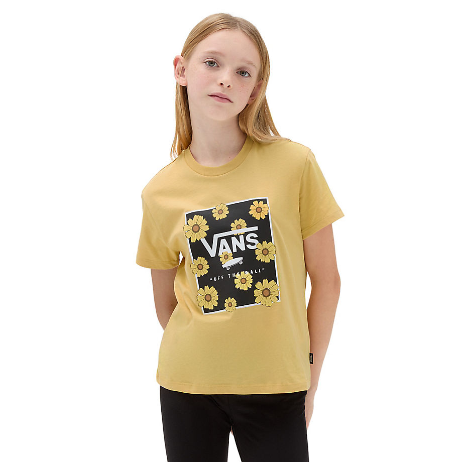 Vans Girls Sunflower Animal Box Crew T-shirt (8-14 Years) (ochre) Girls Yellow