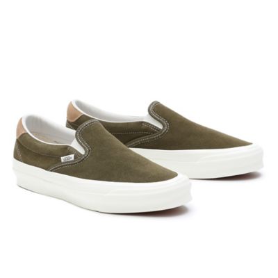 Army green outlet slip on vans