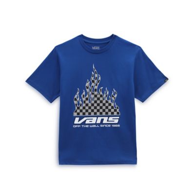 Vans Kids Reflective Checkerboard Flame T-shirt(true Blue)