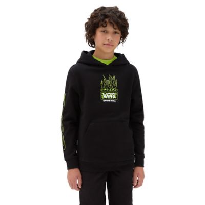 Boys Neon Flames Pullover Hoodie (8-14 Years) | Black | Vans