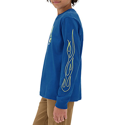 Camiseta de niños con manga larga Neon Flames (8-14 años)