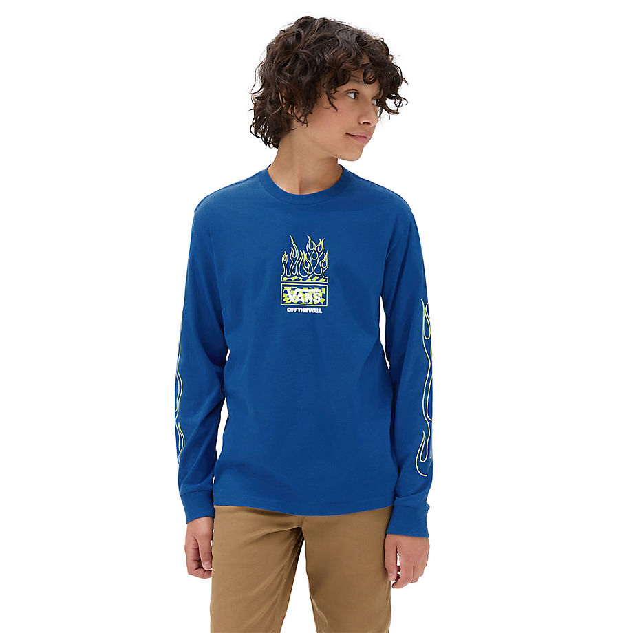 Vans Boys Neon Flames Long Sleeve T-shirt (8-14 Years) (trbl) Boys Blue