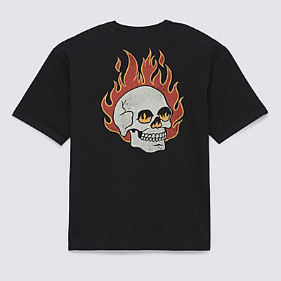 Camiseta lavada Flaming Skull