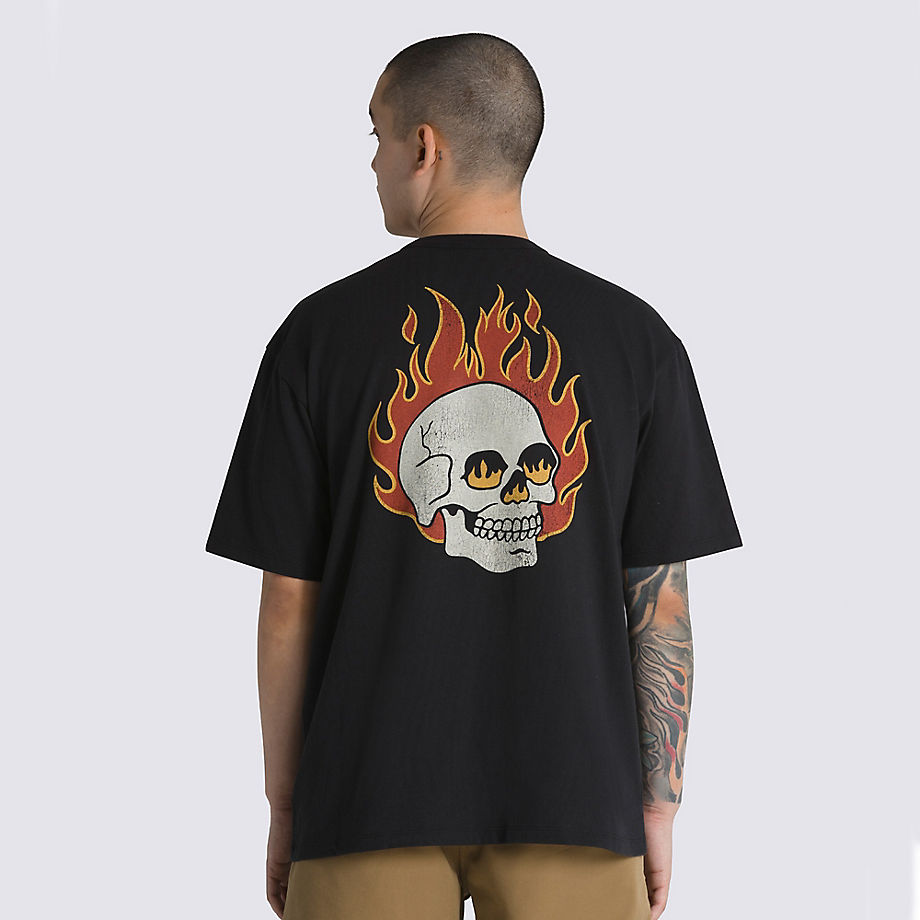 Vans Flaming Skull Washed T-shirt (black) Men Black