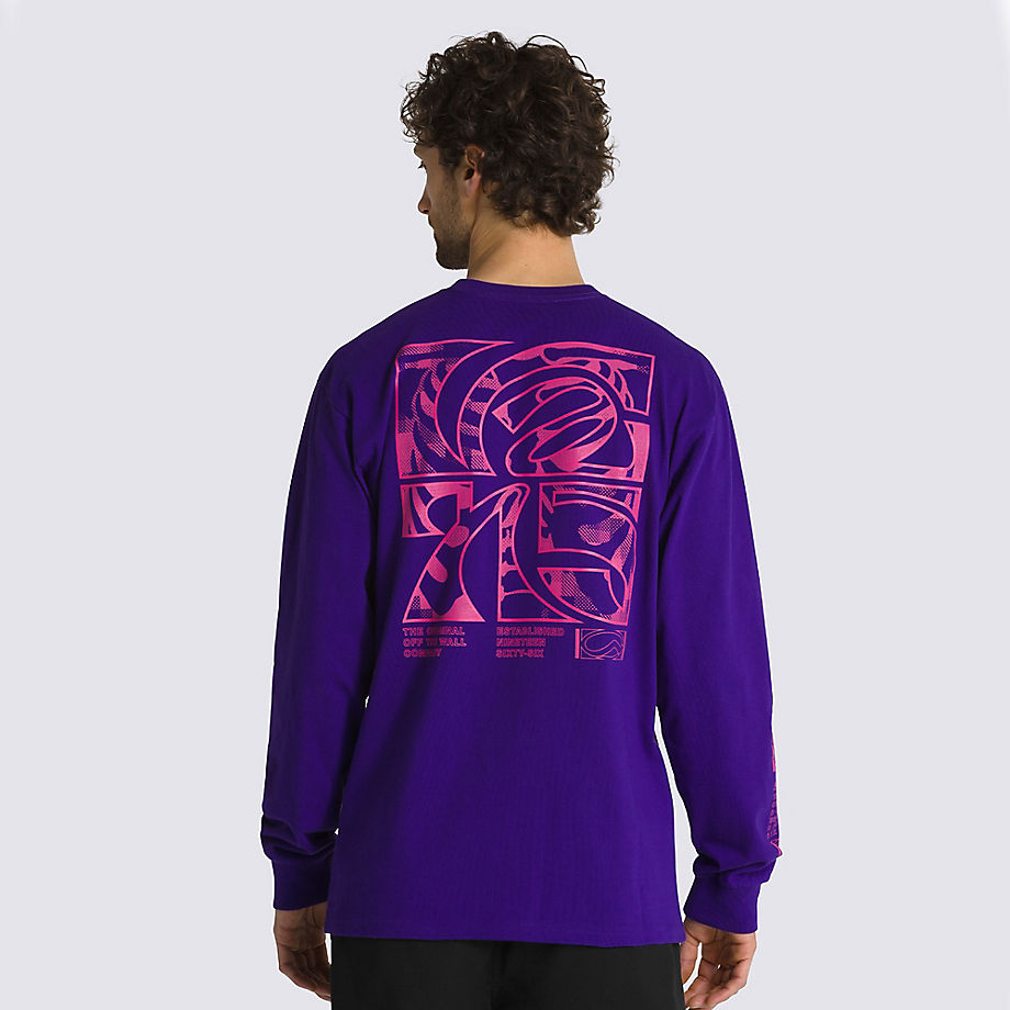 Vans Digital Demented Logo Long Sleeve T-shirt (violet Indigo) Men Purple