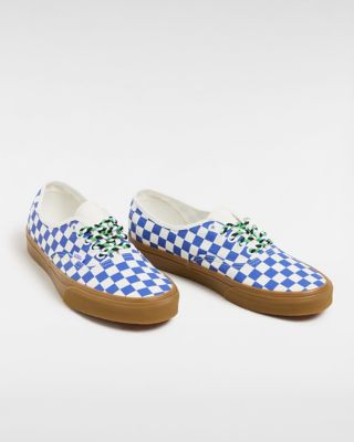 Blue vans with sales checkered stripe