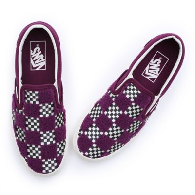 Purple and store white check vans