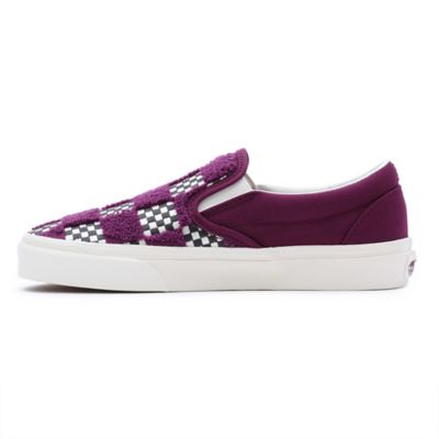 Lilac checkered shop slip on vans