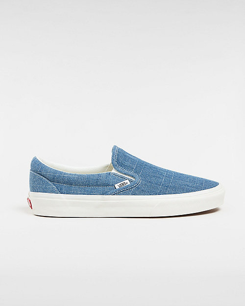 Vans Chaussures En Lin Classic Slip-on Summer (threaded Denim Blue/white) Unisex Bleu