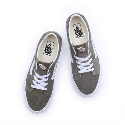 Vans old skool stormy grey & hot sale white pig suede skate shoes