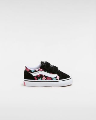 Black and white vans with flowers best sale