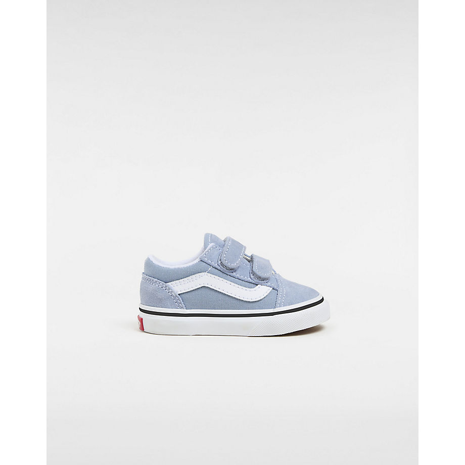 Vans Toddler Old Skool Hook And Loop Shoes (1-4 Years) (color Theory Dusty Blue) Toddler Blue