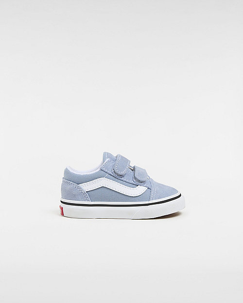 Vans Toddler Old Skool Hook And Loop Shoes (1-4 Years) (color Theory Dusty Blue) Toddler Blue