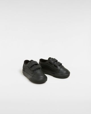 Boys black leather vans shops