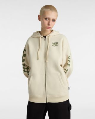 Extra Fun Oversized Full Zip Hoodie Beige Vans