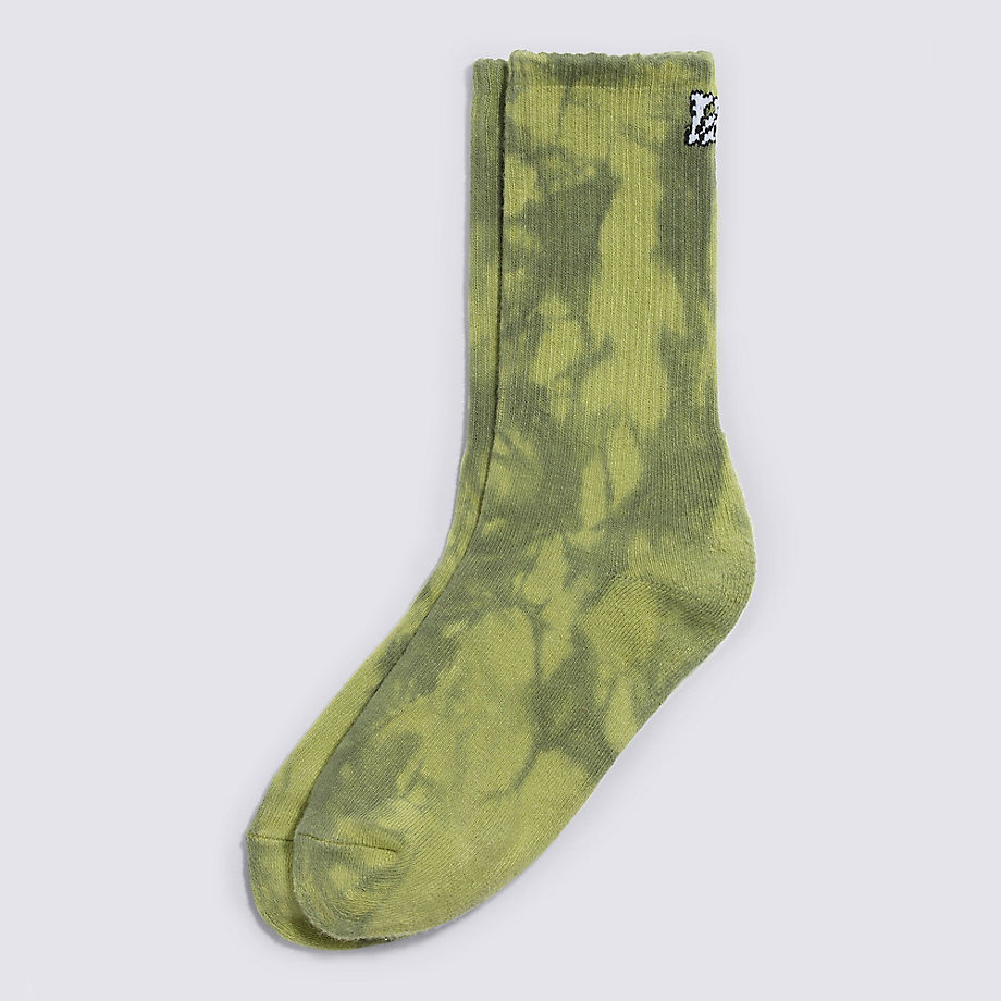 Vans Psych Skate Classics Tie Dye Crew Socks  (1 Pair) (white/green) Women White