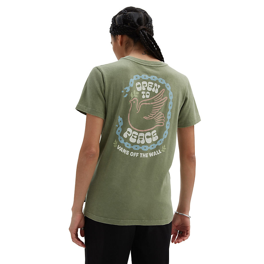 Vans Open To Peace Crew T-shirt (loden Green) Women Green