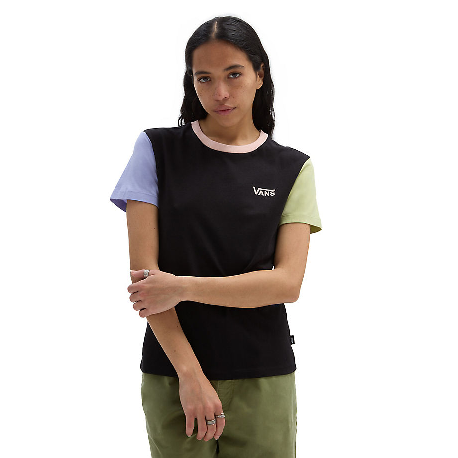 Vans Colorblock Crew T-shirt (black/winter Pe) Women Multicolour
