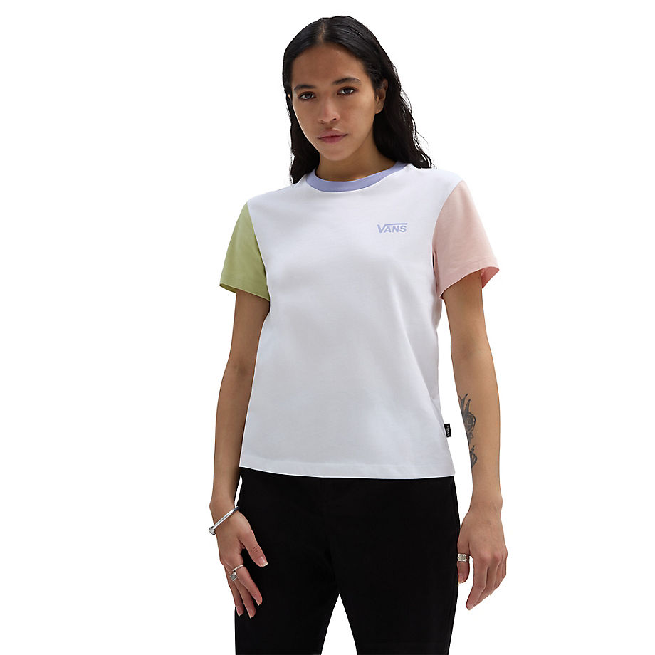 Vans Colorblock Crew T-shirt (white/winter Pe) Women Multicolour