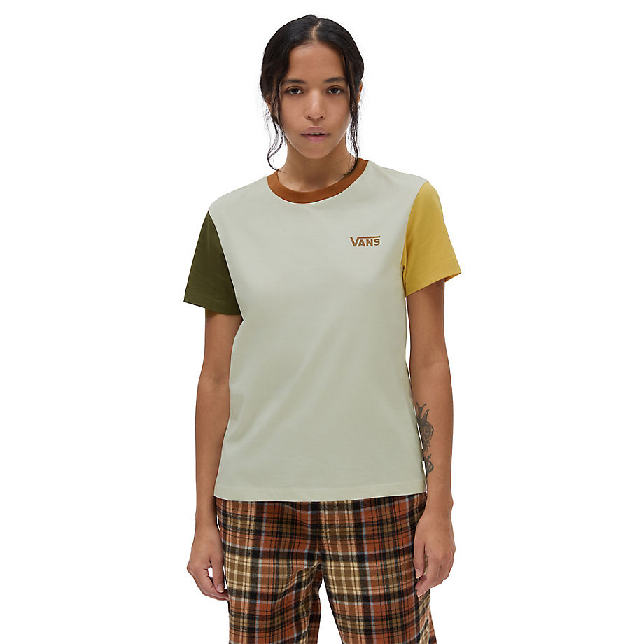 Vans Colorblock Rundhals-t-shirt (marshmallow/moc) Damen Multicolour