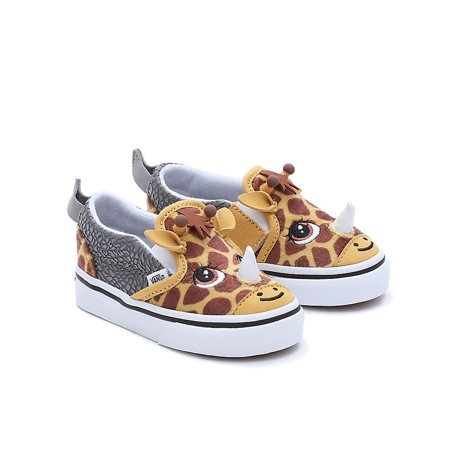 Vans Toddler Slip-on V Rinoceraffe Shoes (1-4 Years) (ochre/forest Gr) Toddler Beige