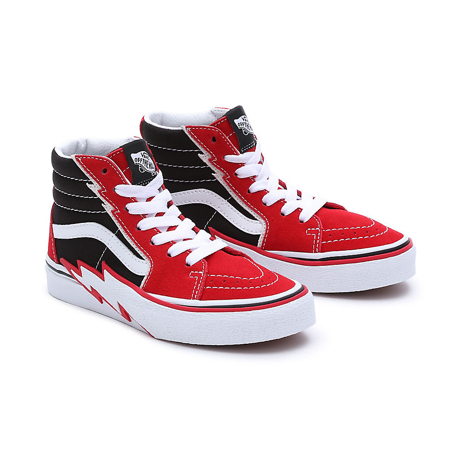 Vans Kids Sk8-hi Bolt Shoes (4-8 Years) (red/black) Kids Red