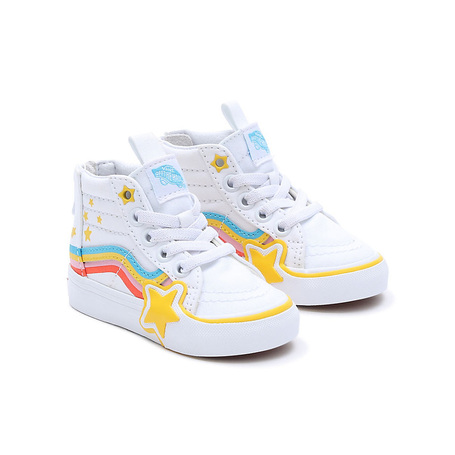 Vans Toddler Sk8-hi Zip Rainbow Star Shoes (1-4 Years) (true White/mult) Toddler White