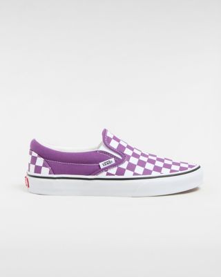 Vans Classic Slip-on Checkerboard Schuhe (color Theory Checkerboard Purple Magic) Unisex Weiß
